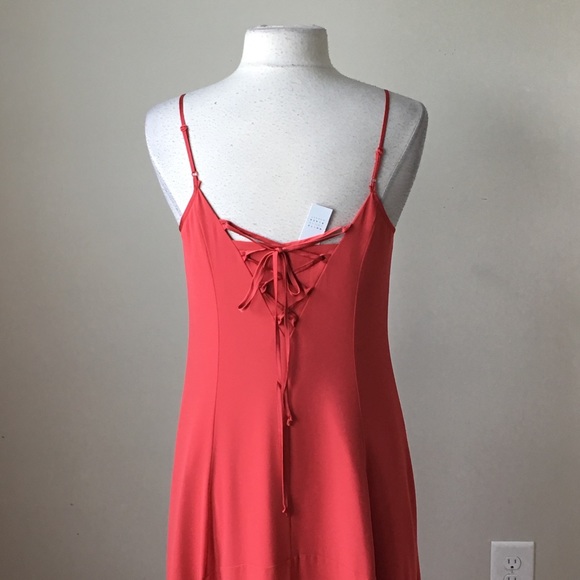 Tie lace up slip maxi coral dress - Picture 5 of 7
